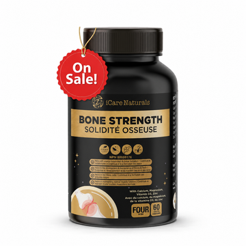 Supplements for BONES - Bone Strength (iBone Plus) Hair, Nails & Skin Support - with Calcium, Magnesium, Zinc, Vitamin D3, K1, Plus. Halal, Gluten-Free, Gelatin-Free - 60 Tablets.