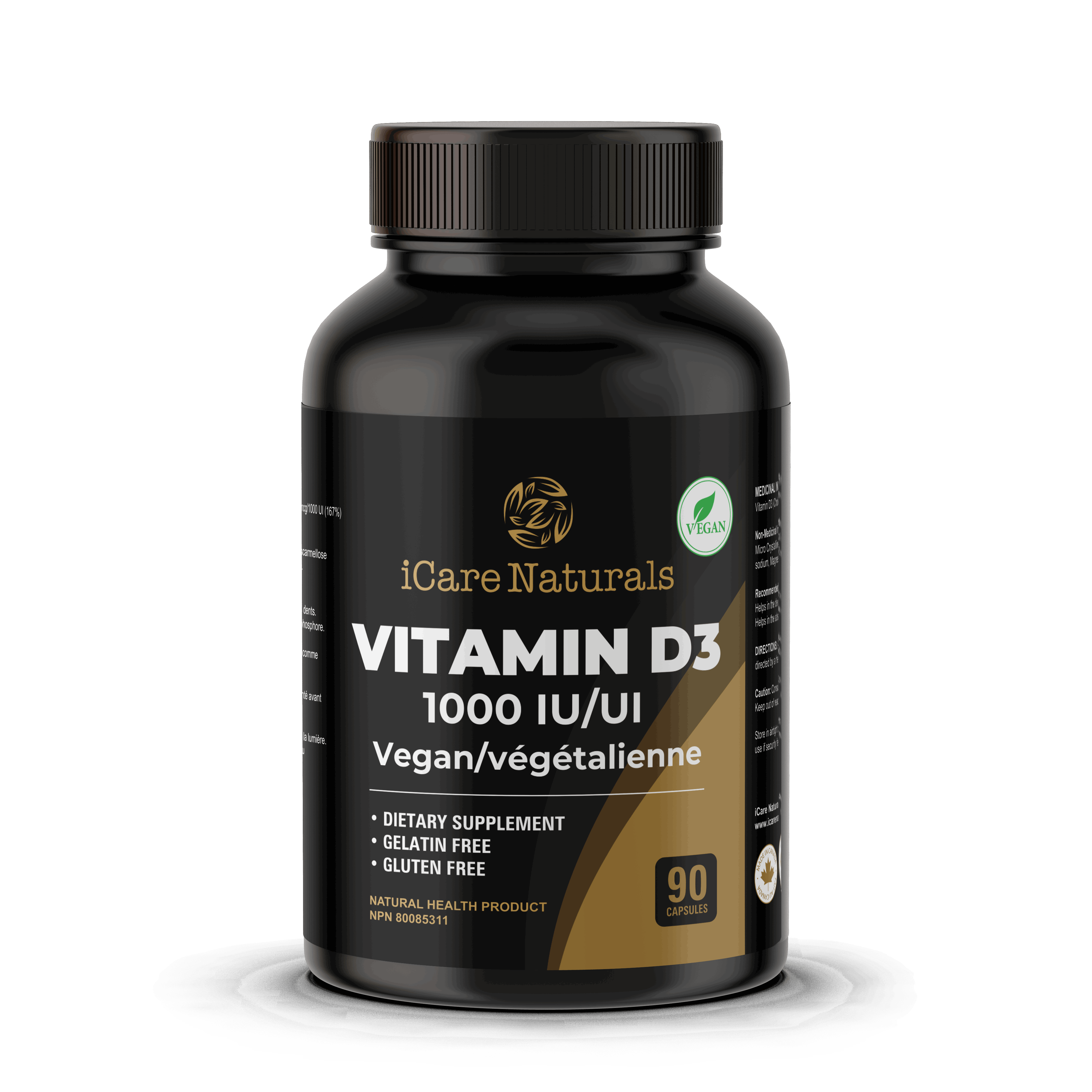 Vitamin D3 1000 IU supplement - Gluten Free Formula, Halal