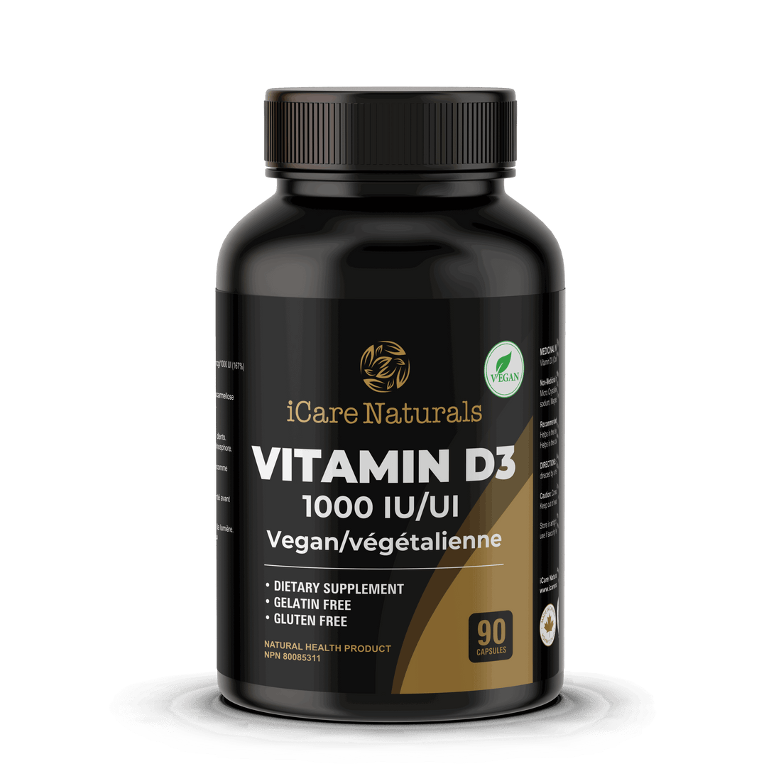 Vitamin D3 1000 IU supplement - Gluten Free Formula, Halal