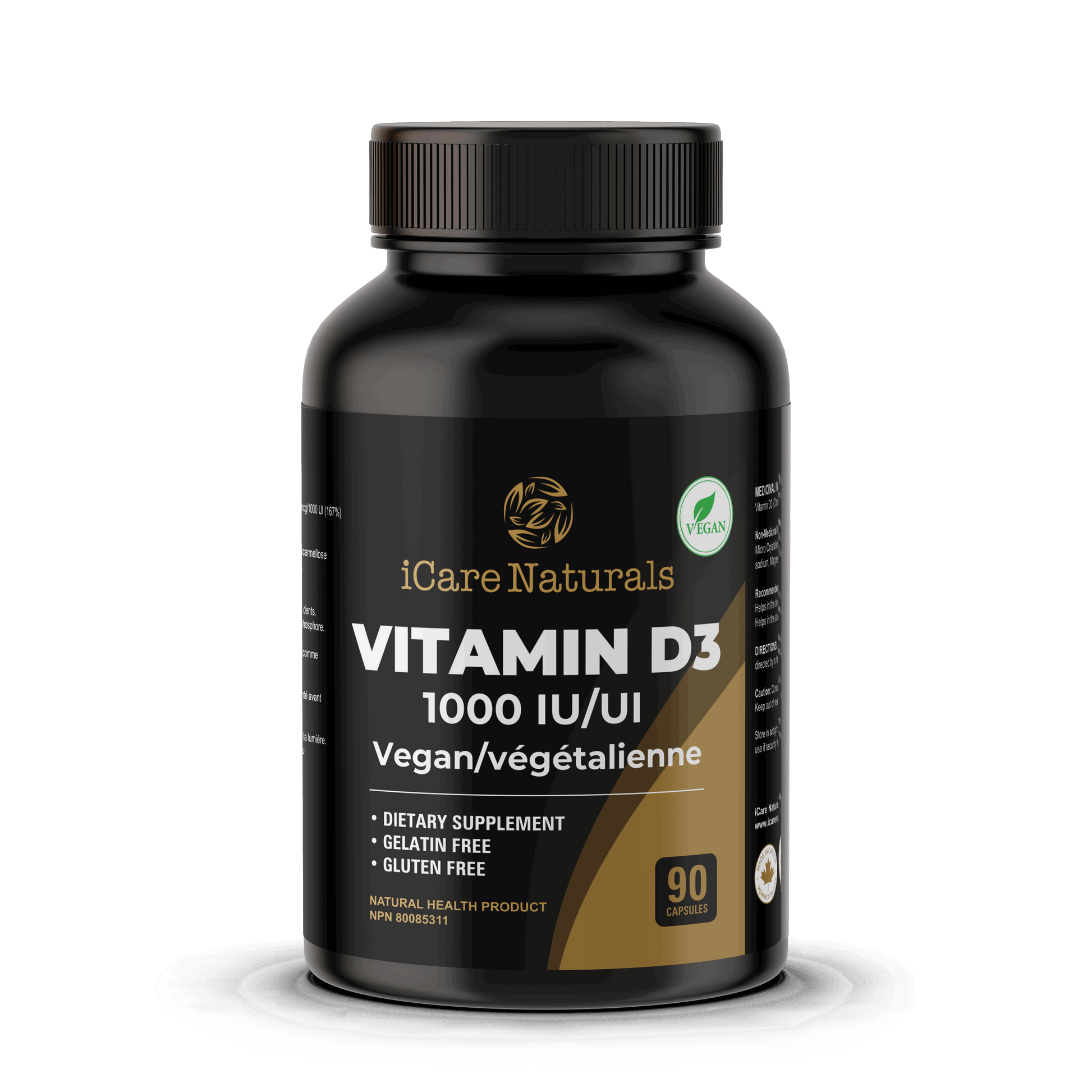 Vitamin D3 1000 IU supplement - Gluten Free Formula, Halal