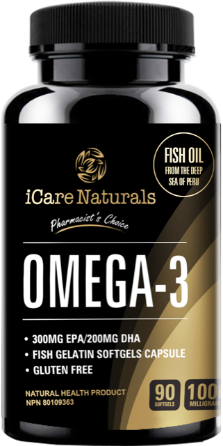 Omega 3 Fish Oil Supplements Canada - Halal, Fish Gelatin Softgel Capsule,  Gluten Free, EPA/DHA Supplement - 1000 mg - 90 softgel