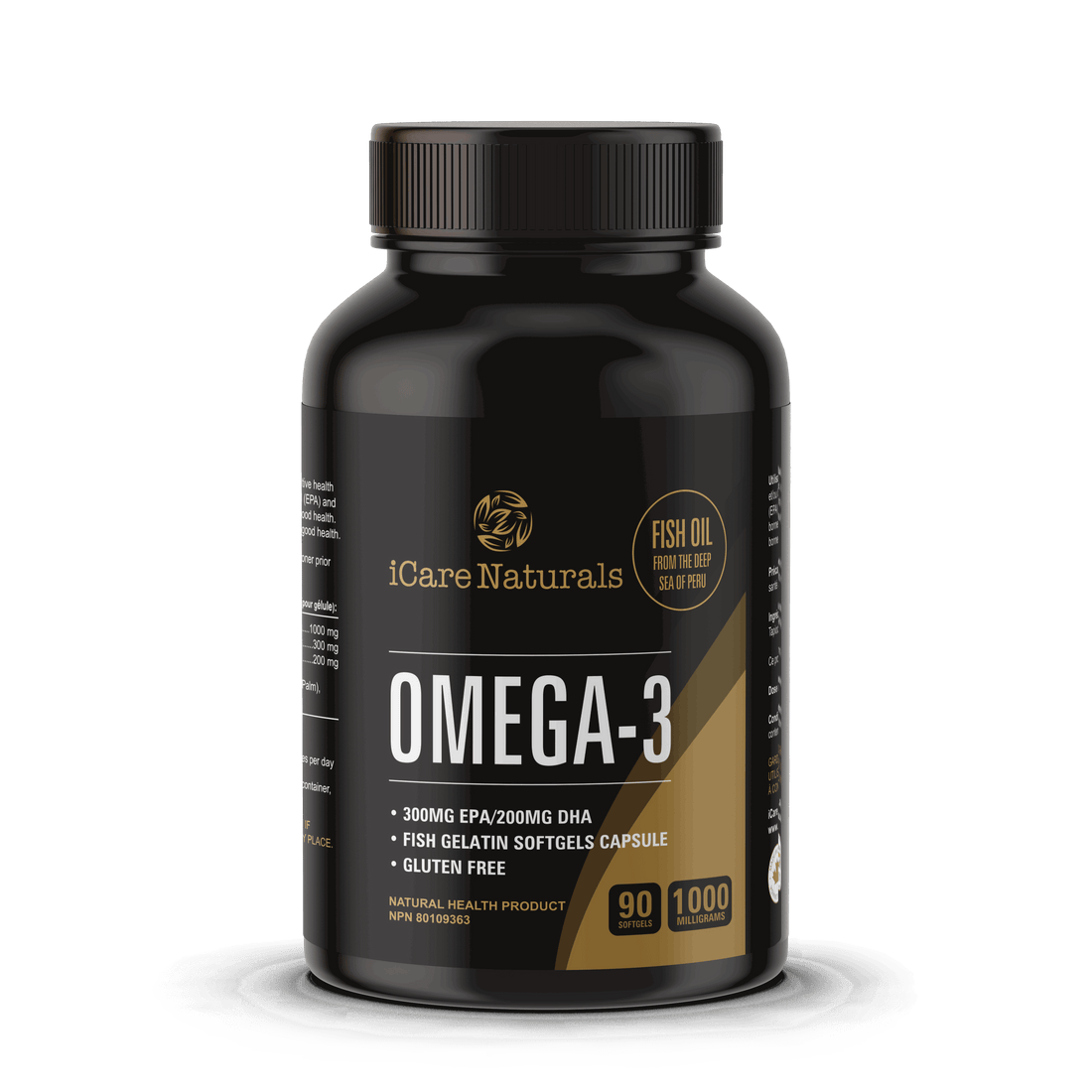 Omega 3 Fish Oil Supplements Canada - Halal, Fish Gelatin Softgel Capsule,  Gluten Free, EPA/DHA Supplement - 1000 mg - 90 softgel