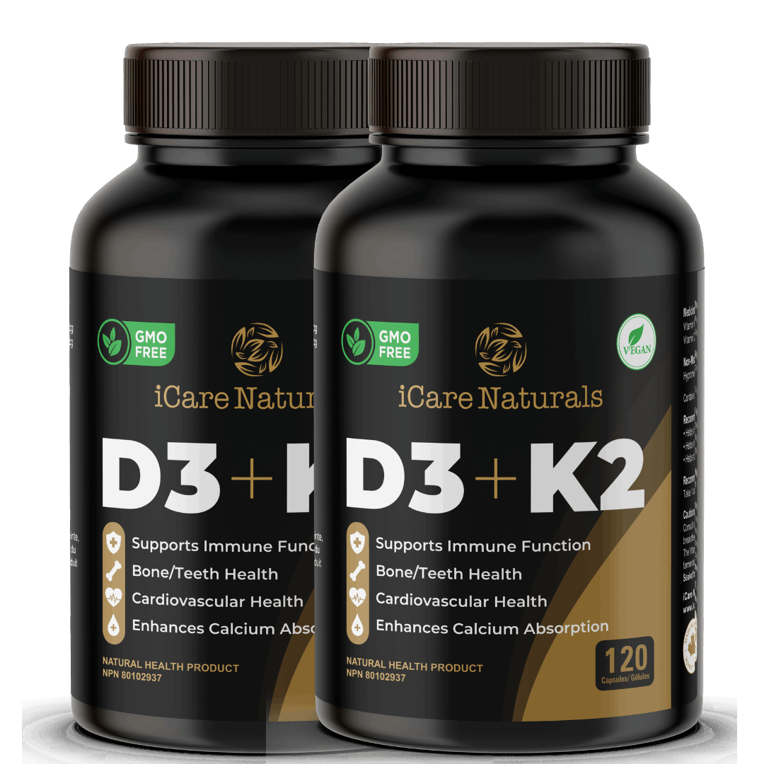 D3+K2 I Canadian-Made High Potency 1000 IU/120MCG - 120 Capsules - Helps Maintain Bone &amp; Teeth Health - With MK-7 For Best Results - Support Immune System - Vegan