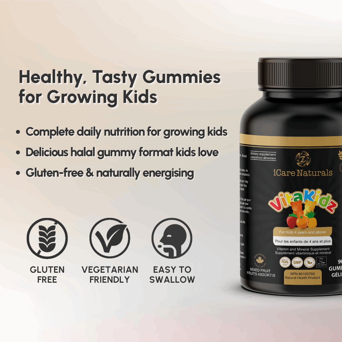 VitaKidz - Multivitamin Gummies for kids - Halal Gummies, Gluten-Free.