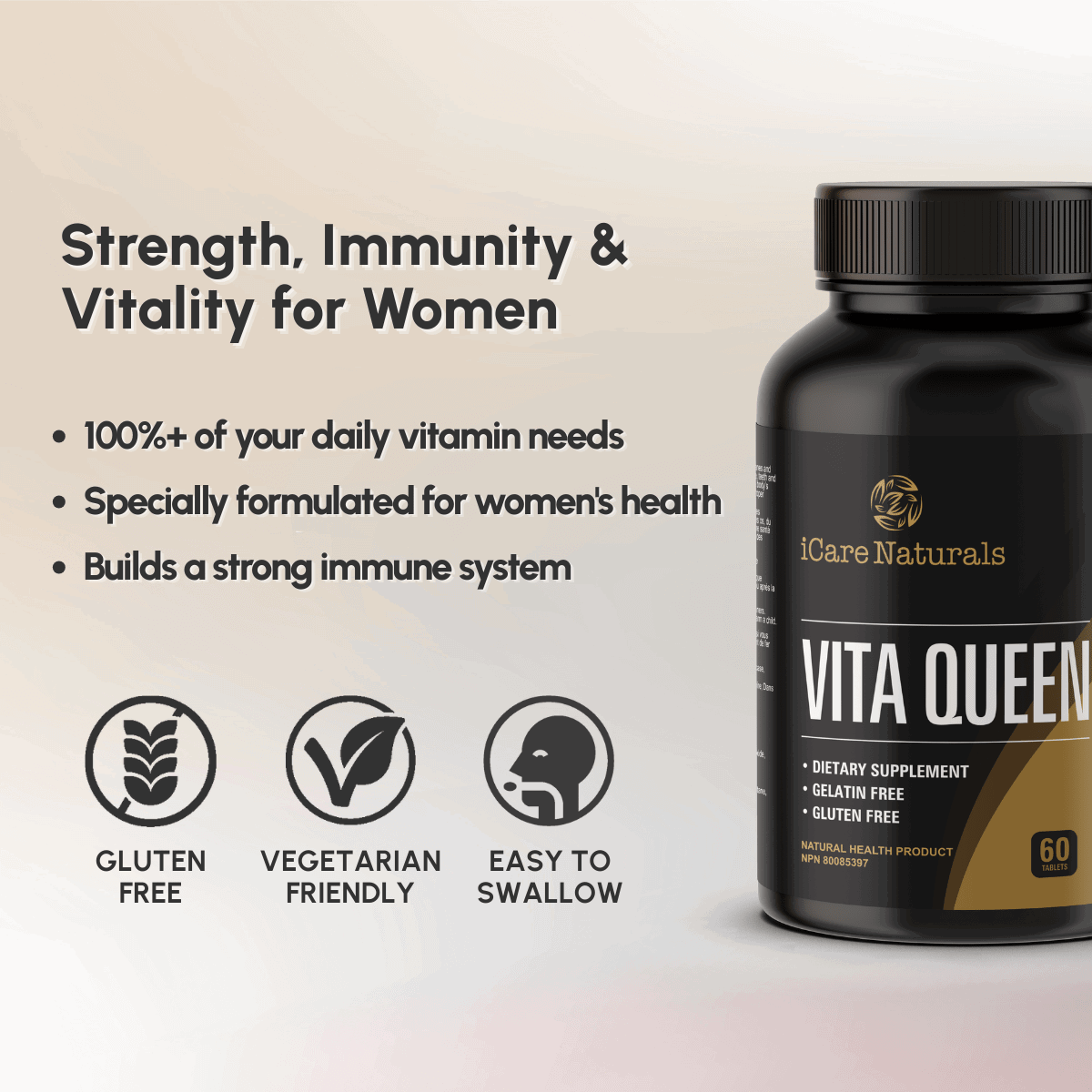 Vita Queen - Women's Multivitamin - Helps Build Immune System - Halal, Vegetarian Friendly, Gluten-Free