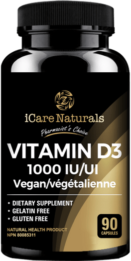 Vitamin D3 1000 IU supplement - Gluten Free Formula, Halal Multivitamin iCare Naturals 