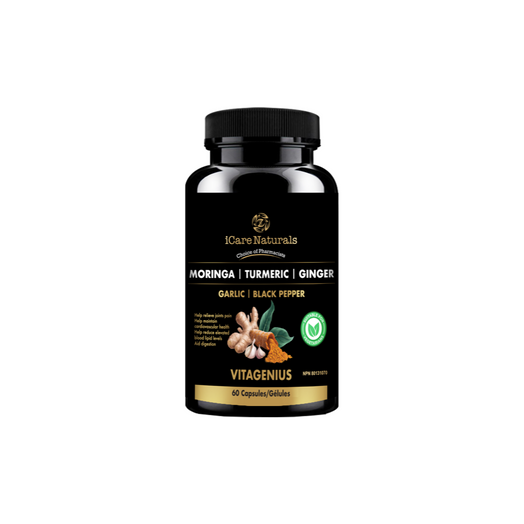 VitaGenius - Super Food & Antioxidant formula with Moringa, Turmeric, Ginger, Garlic & Black Pepper. Used in herbal medicine to assist joint pain relief, maintain cardiovascular health, help reduce elevated blood lipid levels & aid digestion