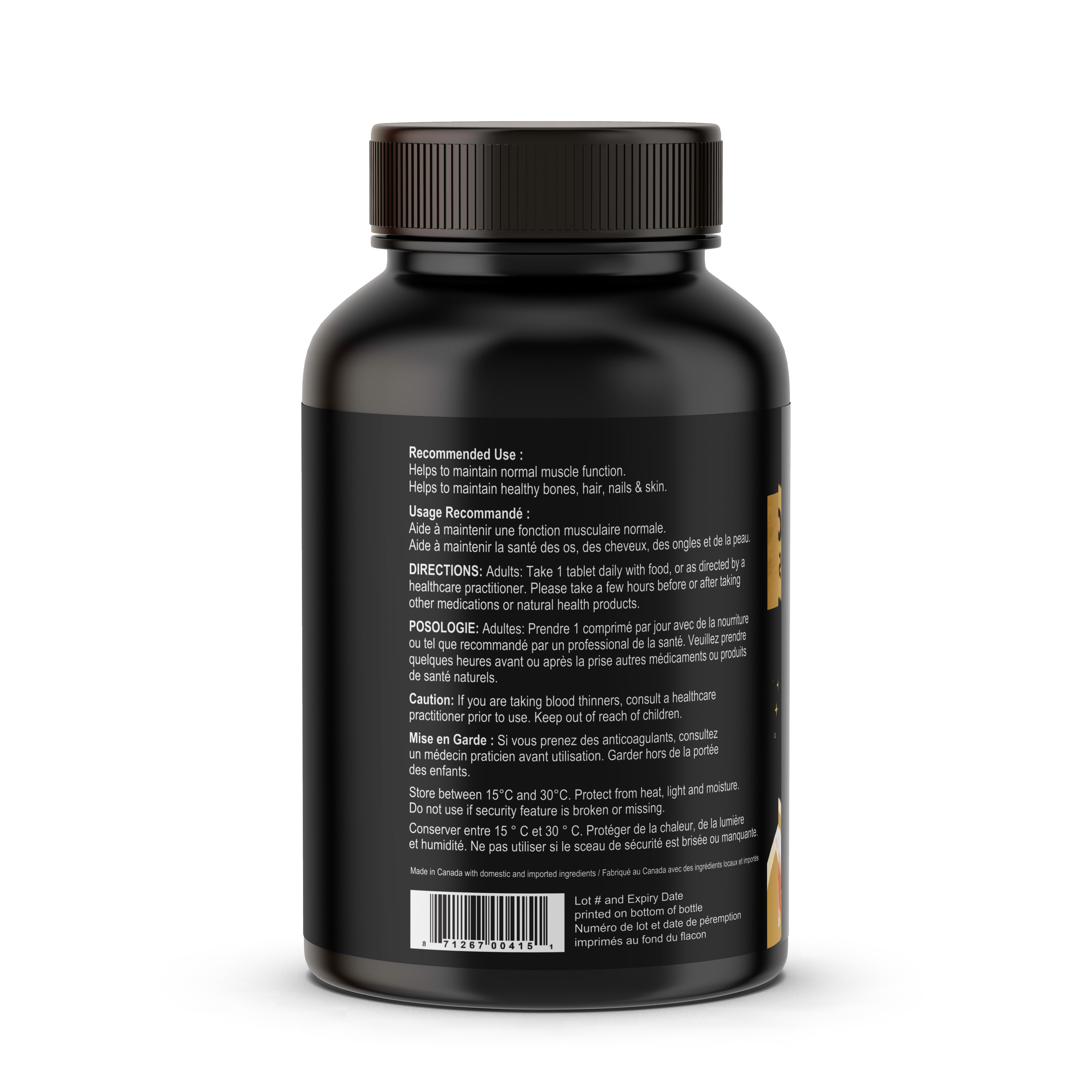 Supplements for BONES - Bone Strength (iBone Plus) Hair, Nails & Skin Support - with Calcium, Magnesium, Zinc, Vitamin D3, K1, Plus. Halal, Gluten-Free, Gelatin-Free - 60 Tablets.