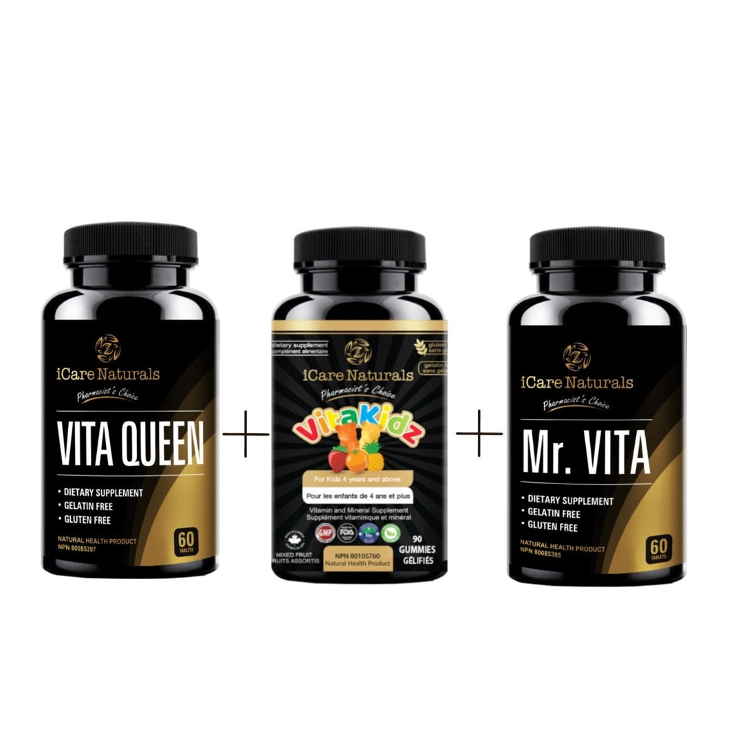 Family Bundle: Mr Vita + Vita Queen + Vita Kidz - iCare Naturals